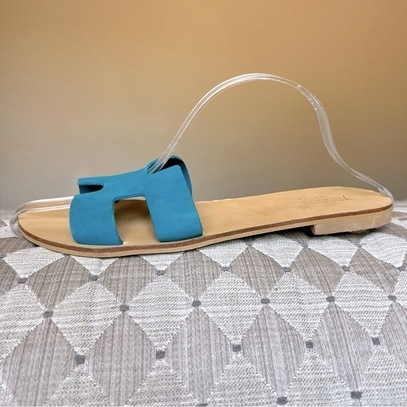 Yasemi Turquoise Teal Slip On Slide Flat H-Band Sandal Shoes Women’s EU 40 US 9 - Picture 14 of 15